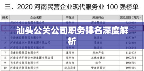 汕头公关公司职务排名深度解析