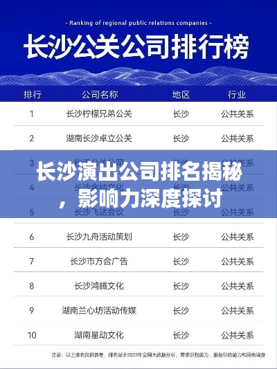 长沙演出公司排名揭秘，影响力深度探讨