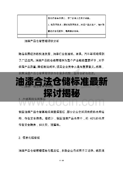 油漆合法仓储标准最新探讨揭秘