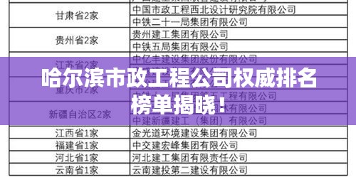 哈尔滨市政工程公司权威排名榜单揭晓！