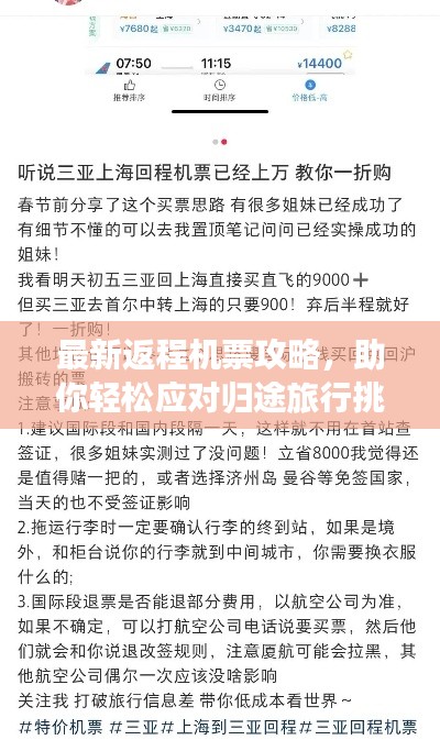 最新返程机票攻略，助你轻松应对归途旅行挑战！