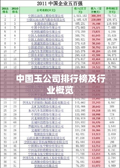 中国玉公司排行榜及行业概览