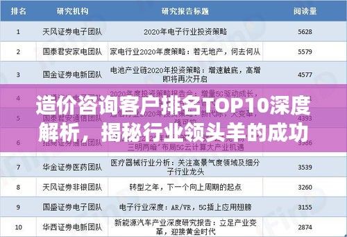 造价咨询客户排名TOP10深度解析，揭秘行业领头羊的成功秘诀