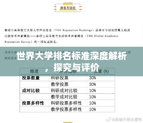 世界大学排名标准深度解析，探究与评价