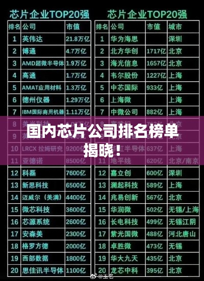 国内芯片公司排名榜单揭晓！