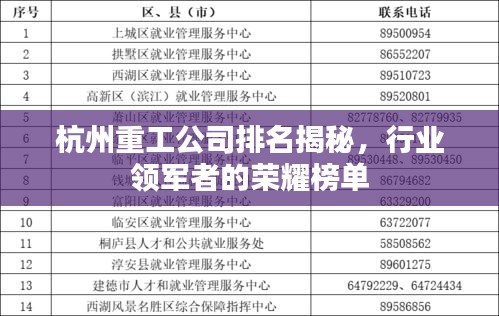 杭州重工公司排名揭秘，行业领军者的荣耀榜单