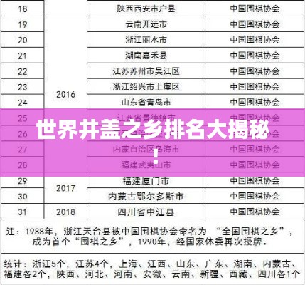 世界井盖之乡排名大揭秘！